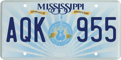 MS license plate AQK955