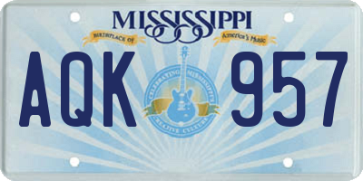 MS license plate AQK957