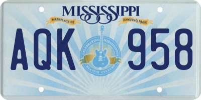 MS license plate AQK958