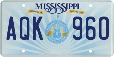 MS license plate AQK960