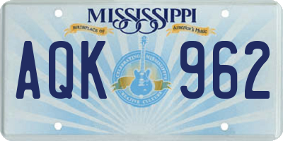 MS license plate AQK962