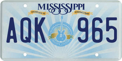 MS license plate AQK965