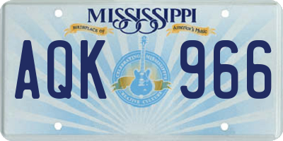 MS license plate AQK966