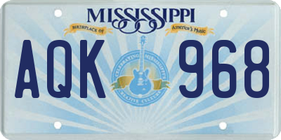 MS license plate AQK968