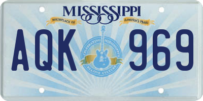 MS license plate AQK969