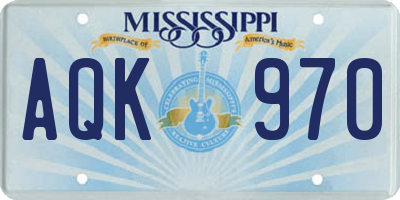 MS license plate AQK970