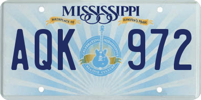 MS license plate AQK972
