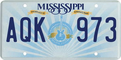 MS license plate AQK973
