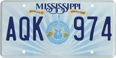 MS license plate AQK974