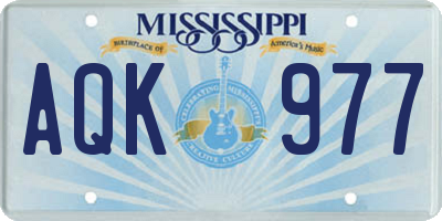 MS license plate AQK977