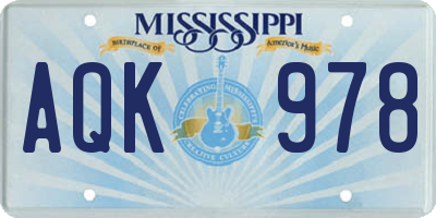 MS license plate AQK978