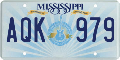 MS license plate AQK979