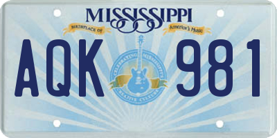 MS license plate AQK981