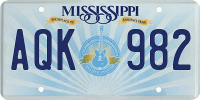 MS license plate AQK982
