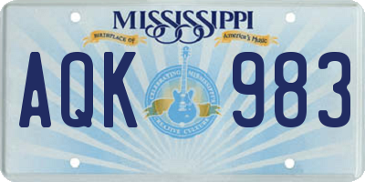 MS license plate AQK983