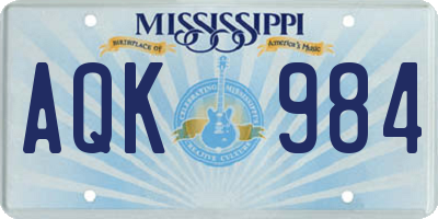 MS license plate AQK984