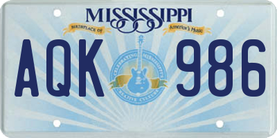 MS license plate AQK986