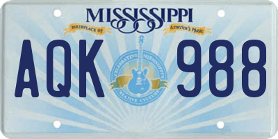MS license plate AQK988