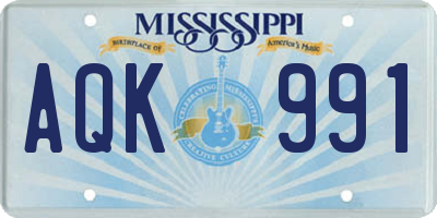 MS license plate AQK991