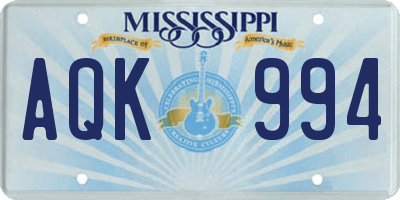 MS license plate AQK994
