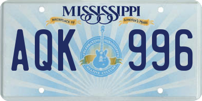 MS license plate AQK996