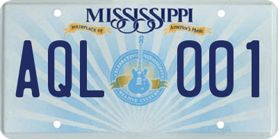 MS license plate AQL001