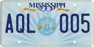 MS license plate AQL005