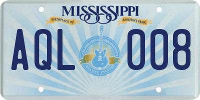 MS license plate AQL008