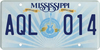 MS license plate AQL014