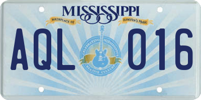 MS license plate AQL016