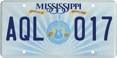 MS license plate AQL017