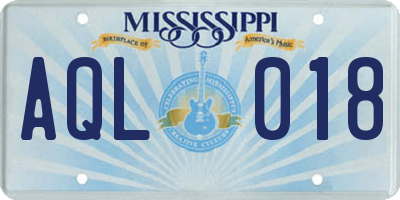 MS license plate AQL018