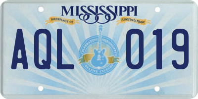 MS license plate AQL019