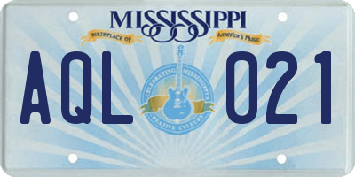 MS license plate AQL021