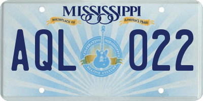MS license plate AQL022