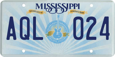 MS license plate AQL024