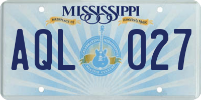 MS license plate AQL027