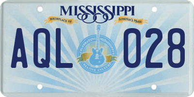MS license plate AQL028