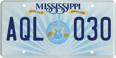 MS license plate AQL030