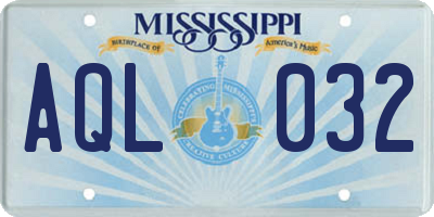 MS license plate AQL032