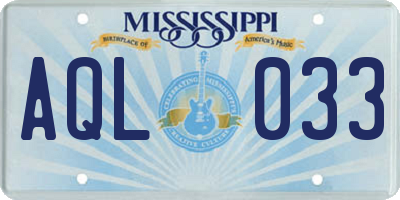 MS license plate AQL033