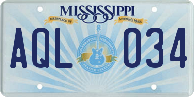 MS license plate AQL034