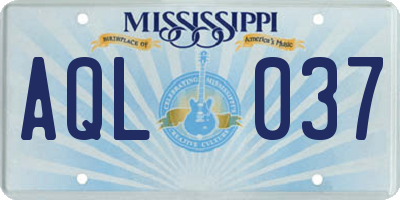 MS license plate AQL037