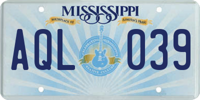 MS license plate AQL039