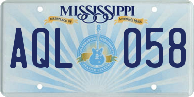 MS license plate AQL058