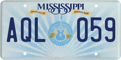 MS license plate AQL059
