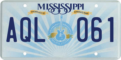 MS license plate AQL061