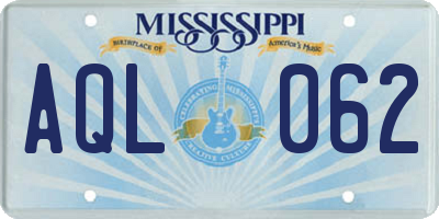 MS license plate AQL062