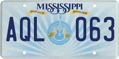 MS license plate AQL063