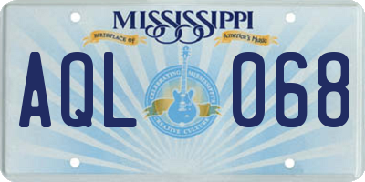 MS license plate AQL068